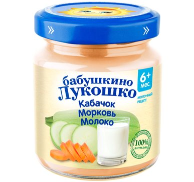 Бабушкино Лукошко детское пюре, пюре, 100 г, 1 шт, кабачок + морковь + молоко фото