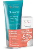 Avene Cleanance очищающий матирующий гель 200 мл + маска-скраб 50 мл, набор, 1 шт. фото