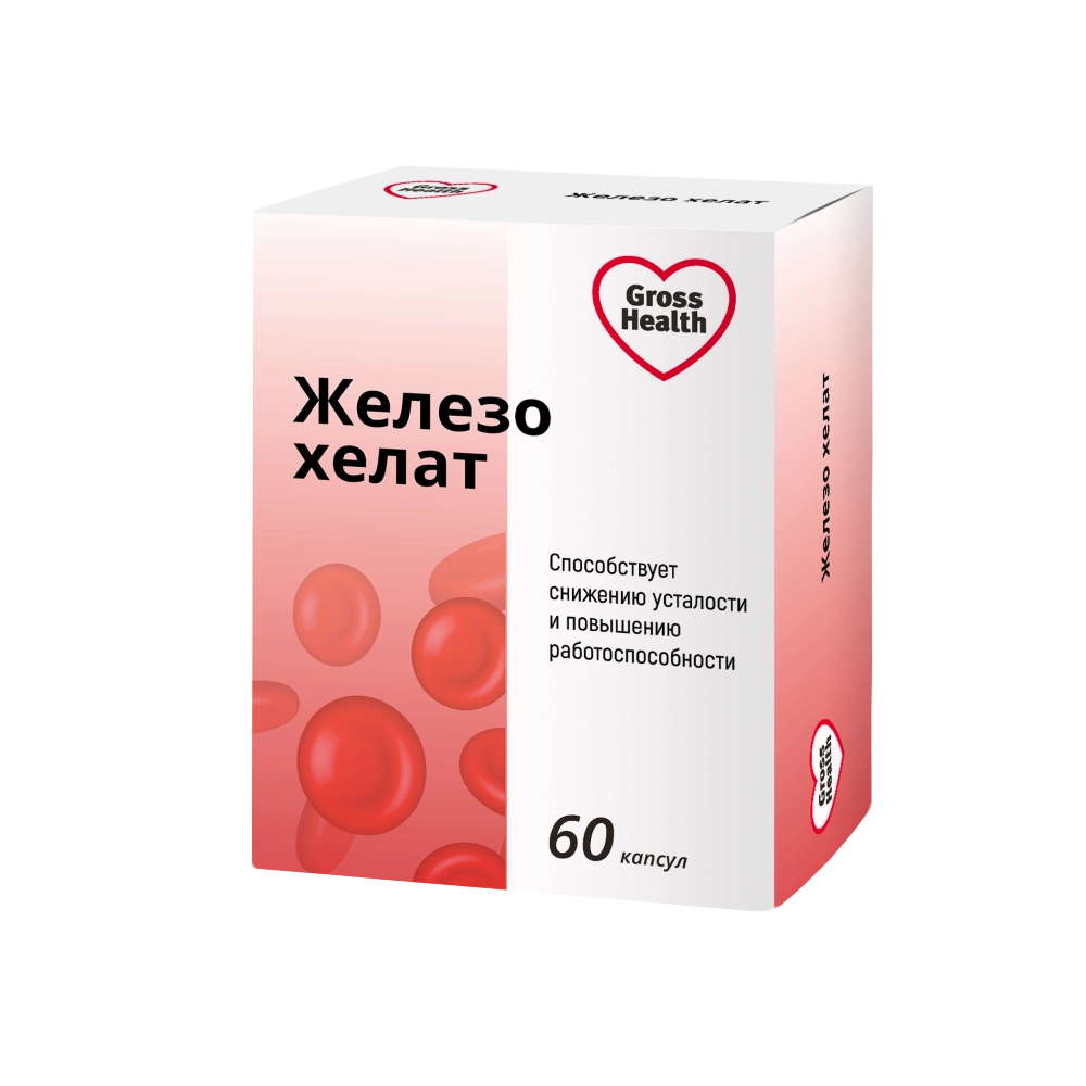 Gross Health Железо хелат, капсулы, 60 шт. фото