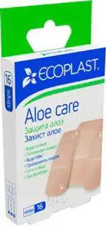 Ecoplast Aloe Care набор, лейкопластырь бактерицидный, 16 шт, полимерная основа фото