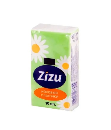 Зизу Платочки бумажные носовые, 10 шт, ромашка фото