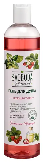 Svoboda natural гель для душа нежный уход экстракт клубники экстракт мелиссы, гель для душа, 430 мл, 1 шт. фото