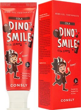 Consly dinos smile зубная паста детская гелевая c ксилитом, паста зубная, 60 г, 1 шт, кола фото