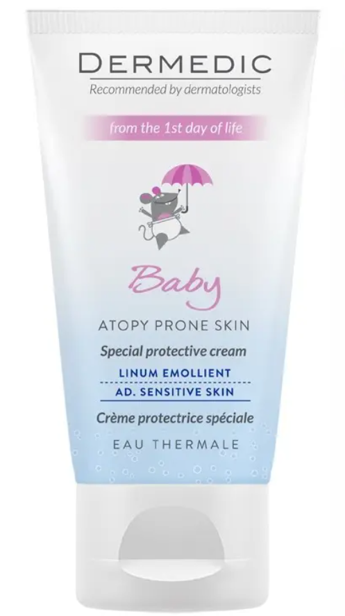 Дермедик Baby Emolient Linum Special Protecting face cream SPF15, крем для лица, 50 г, 1 шт, успокаивающий эффект фото