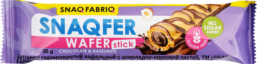 Snaq Fabriq батончик вафельный, батончик, 20 г, 1 шт, шоколадно-ореховая паста фото