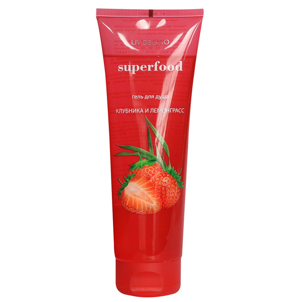 Liv Delano Superfood Гель для душа, гель для душа, 250 мл, 1 шт, клубника + лемонграсс фото