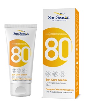 Sun Season Солнцезащитный крем для лица и зоны декольте SPF 80, крем солнцезащитный, 50 мл, 1 шт, увлажняющий фото