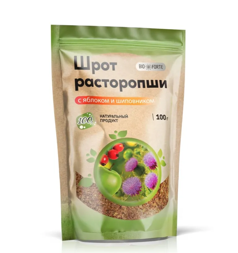 BioForte Шрот расторопши, порошок для приема внутрь, 100 г, 1 шт, яблоко + шиповник фото