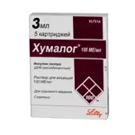 Хумалог, 100 МЕ/мл, раствор для внутривенного и подкожного введения, 3 мл, 5 шт, в картриджах фото