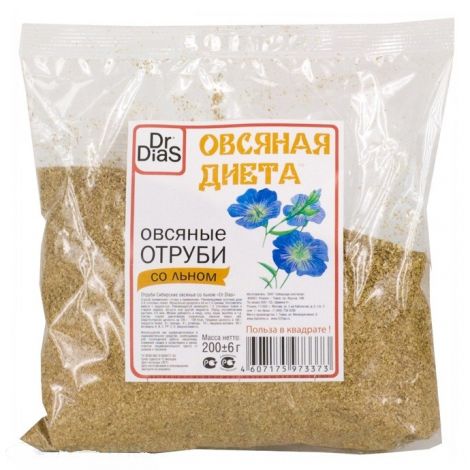 Dr. DiaS Отруби овсяные Очищающие, 200 г, 1 шт, со льном фото