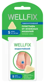 Wellfix Пластырь гидроколлоидный от влажных мозолей, 41 мм х 41 мм, 5 шт, треугольный фото