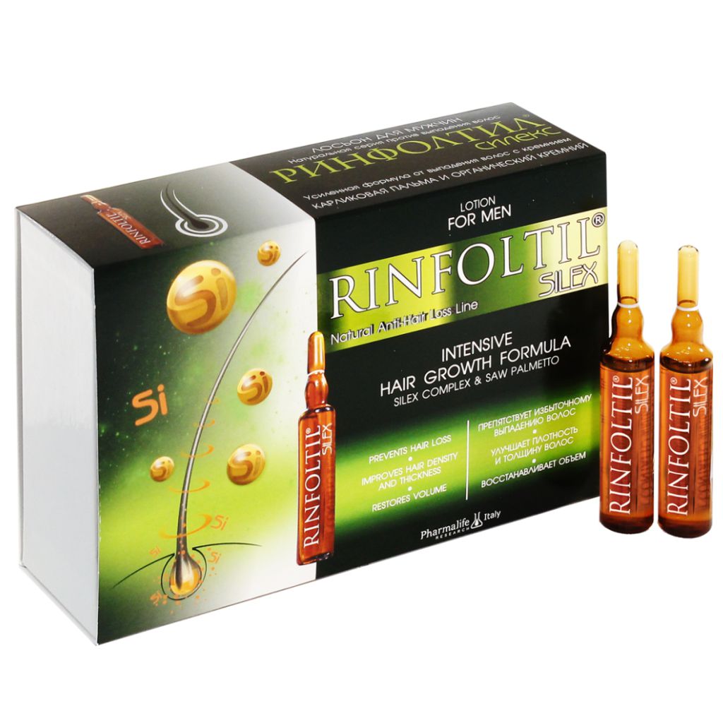 Ринфолтил Силекс Лосьон от выпадения волос с кремнием для мужчин, лосьон для укрепления волос, 10 мл, 10 шт. фото