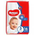 Huggies Classic Подгузники детские одноразовые, р. 3, 16 шт, 4-9кг фото