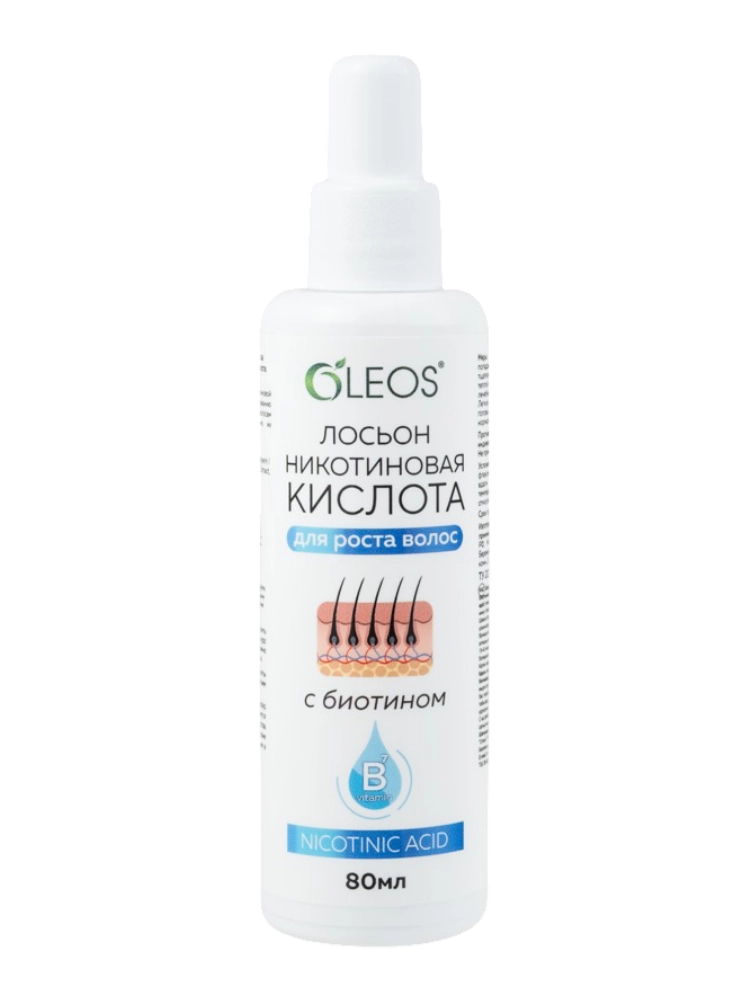 Oleos лосьон никотиновая кислота для роста волос с биотином, лосьон, 80 мл, 1 шт. фото