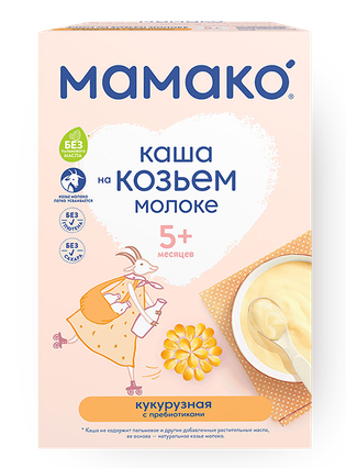 Мамако каша кукурузная на козьем молоке, 5+ мес, каша детская молочная, 200 г, 1 шт, с пребиотиками фото