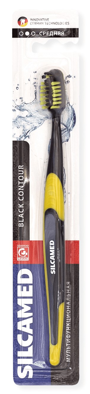 Silcamed Black Contour, щетка зубная, 1 шт, цвет в ассортименте, средней жесткости фото