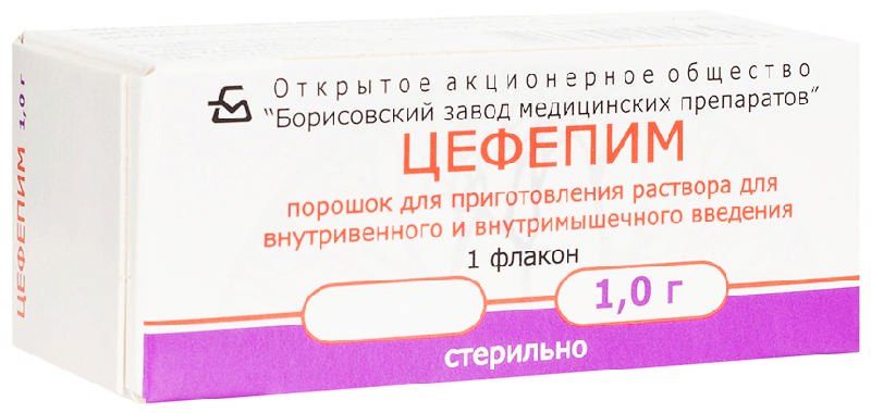 Цефепим, 1 г, порошок для приготовления раствора для внутривенного и внутримышечного введения, 1 шт. фото