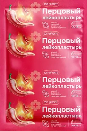 ComForte Перцовый пластырь, 10 см х 18 см, пластырь медицинский, 1 шт, перфорированный фото