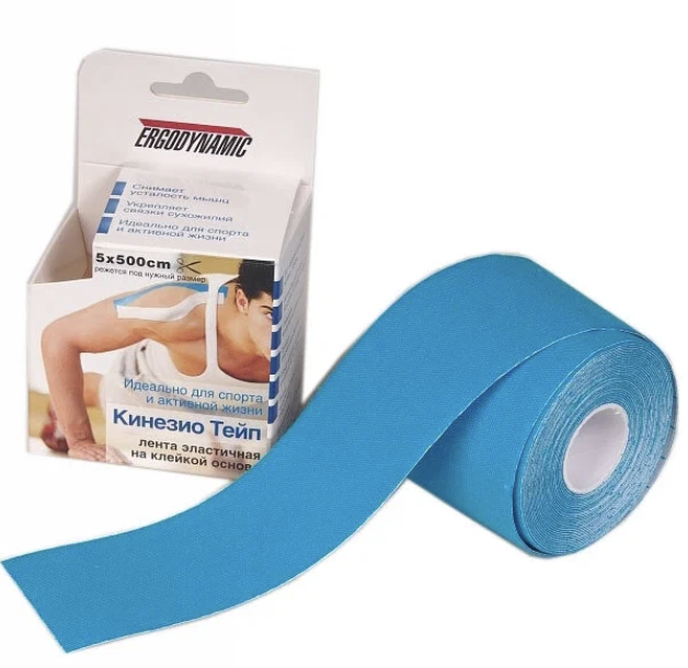 Ergodynamic бинт кинезио-тейп, 5 см х 5 м, кинезио тейп, 1 шт, голубого цвета фото