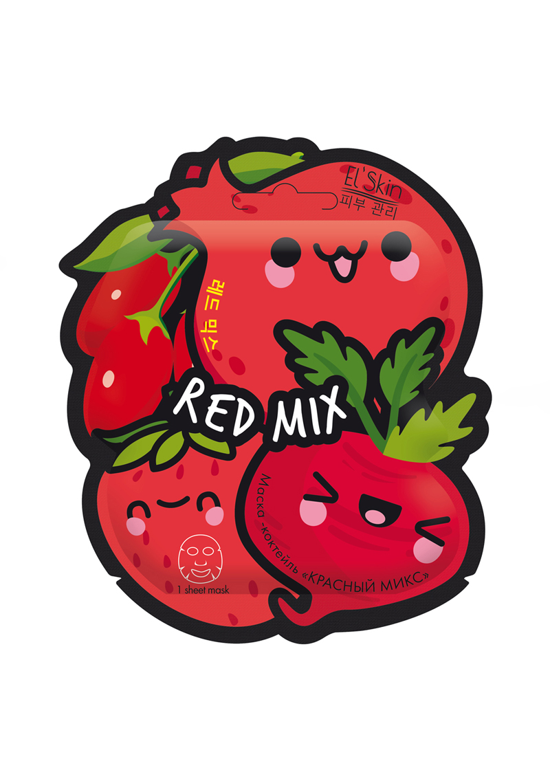 Elskin маска-коктейль для лица тканевая красный микс, маска для лица, 15 г, 1 шт. фото