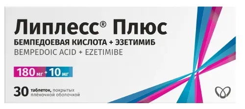 Липлесс Плюс, 180 мг + 10 мг, таблетки, покрытые пленочной оболочкой, 30 шт. фото