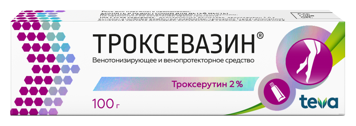 Троксевазин, 2%, гель для наружного применения, 100 г, 1 шт. фото
