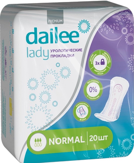 Dailee Lady Normal Прокладки урологические при легкой и средней степени недержания, прокладки гигиенические, 20 шт, 3 капли фото