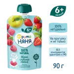 Фрутоняня детское пюре, пюре, 90 г, 1 шт, яблоко + клубника + малина фото 2