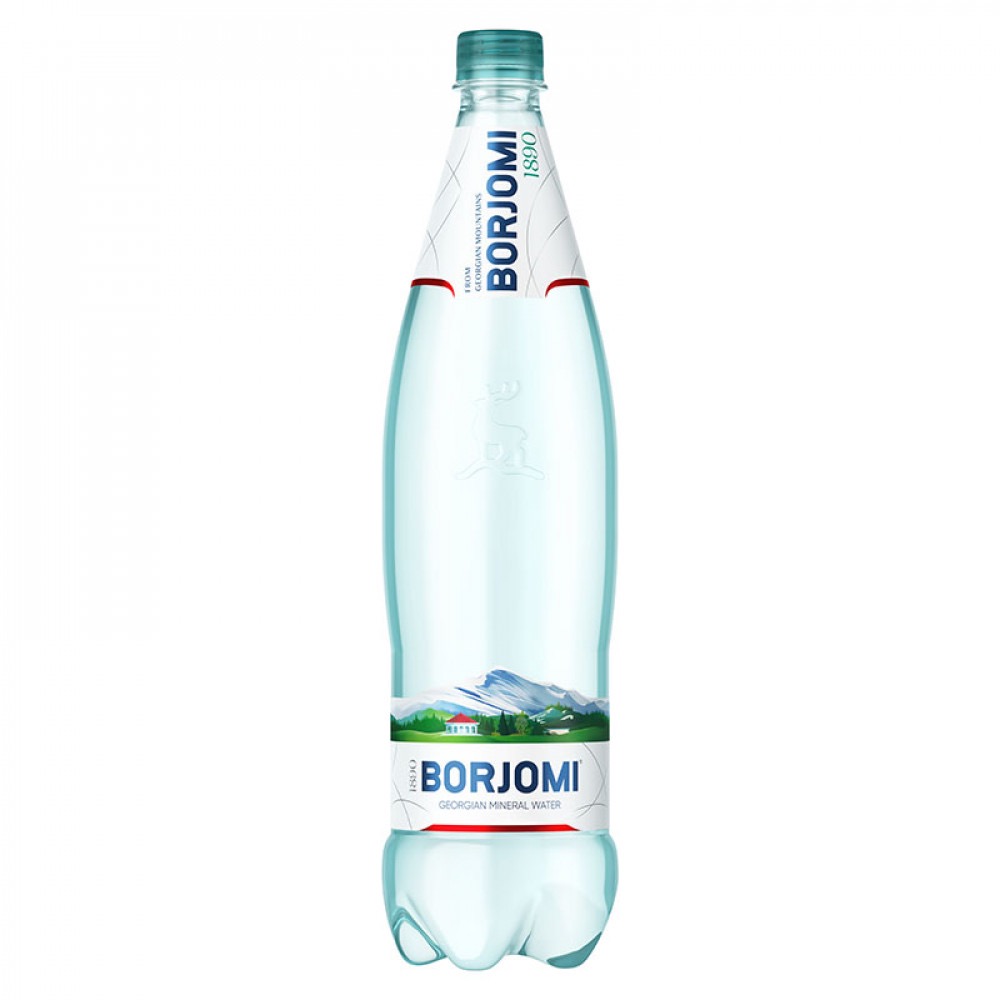 Вода минеральная Боржоми, лечебно-столовая газированная вода, 1 л, 1 шт, в пластиковой бутылке фото