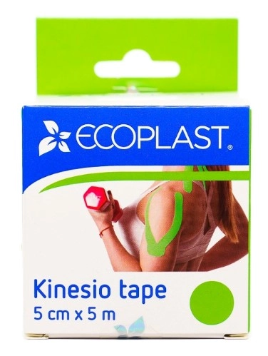 Ecoplast Kinesio tape, 5 см х 5 м, кинезио тейп, 1 шт, зеленый фото