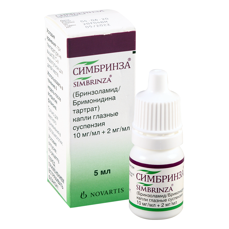 Симбринза, 2 мг/мл + 10 мг/мл, капли глазные, 5 мл, 1 шт. фото