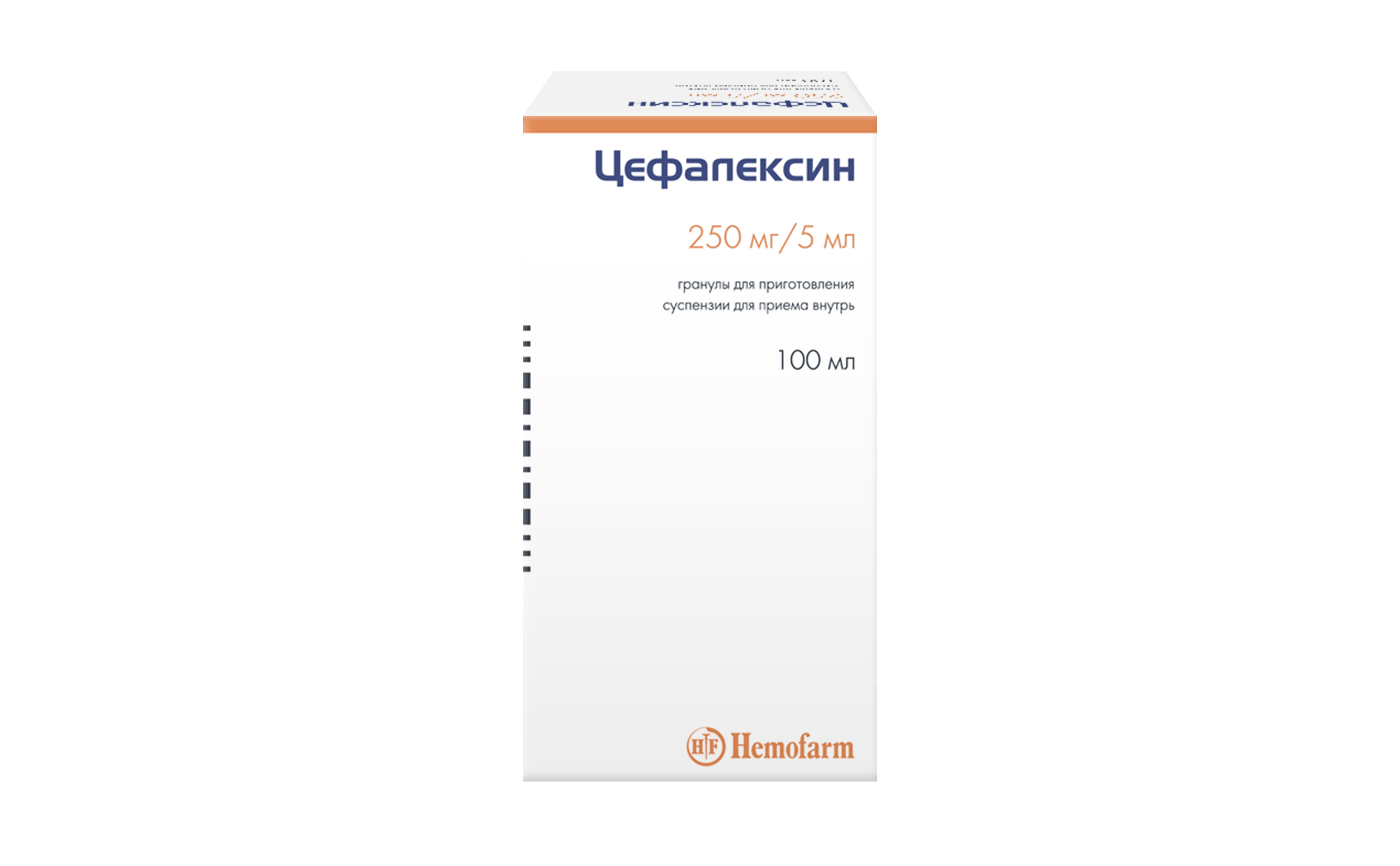 Цефалексин, 250 мг/5 мл, гранулы для приготовления суспензии для приема внутрь, 40 г (100 мл), 1 шт. фото