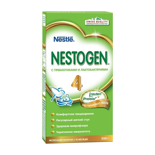 Nestogen 4, напиток молочный сухой, 350 г, 1 шт, для детей с 18 месяцев, с пребиотиками и лактобактериями фото