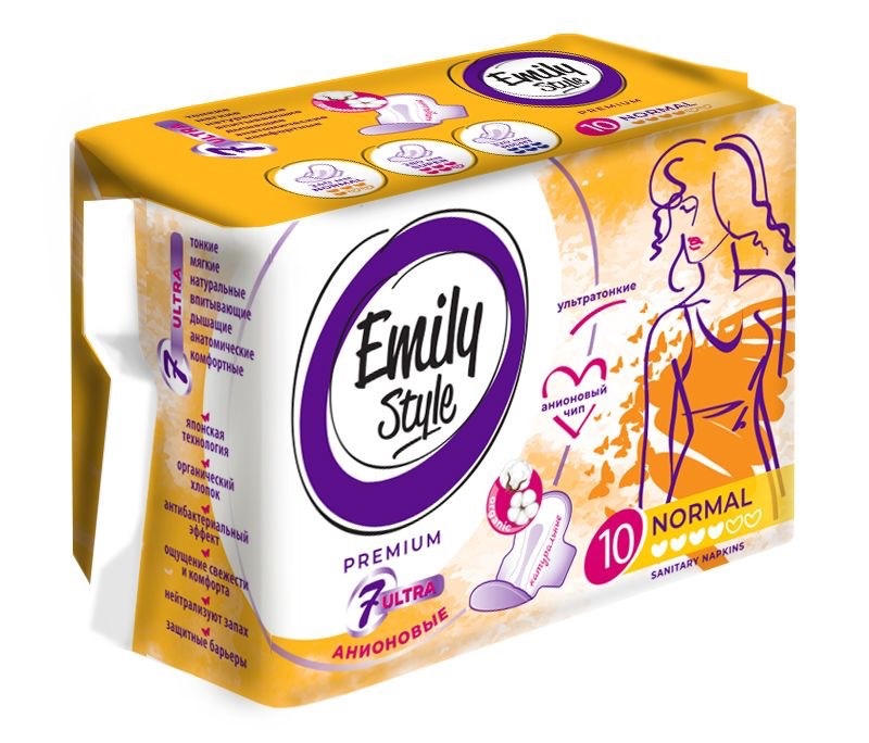 Emily Style Premium Normal прокладки анионовые, прокладки женские гигиенические, 10 шт. фото
