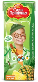 Сады Придонья Сок, 0.2 л, 1 шт, яблоко + ананас, для детей с 6 месяцев, без сахара фото