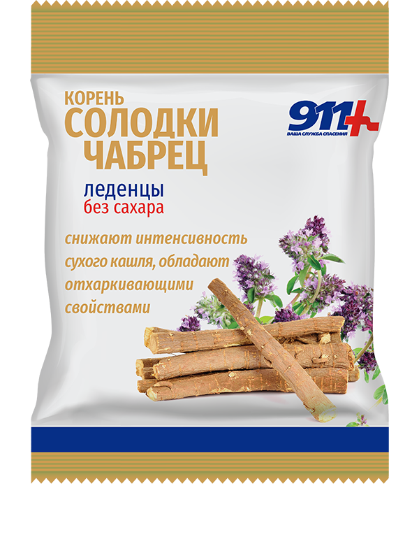 911 Ваша служба спасения леденцы с витамином C, леденцы без сахара, 50 г, 1 шт, корень солодки + чабрец фото