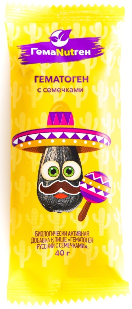Гемаnutген Гематоген, плитка, 40г, 1 шт, с семечками фото