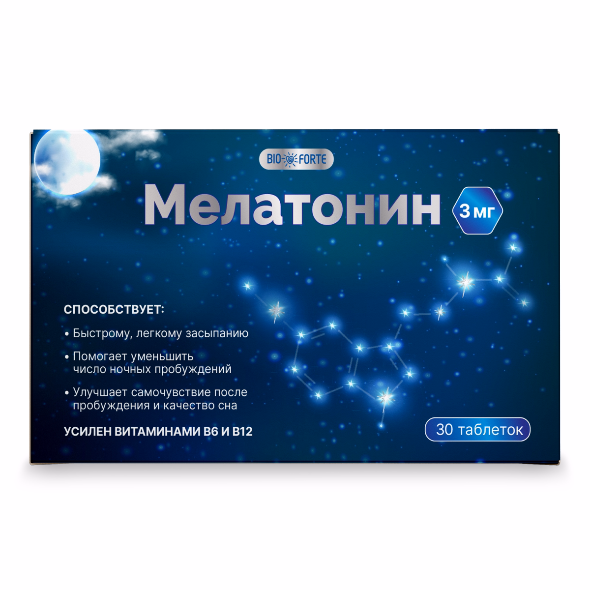 BioForte Мелатонин, 3 мг, таблетки, покрытые пленочной оболочкой, 30 шт. фото