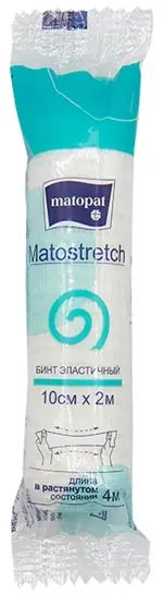 Matopat Matostretch Бинт эластичный без застежки, 2 м х 10 см, бинт эластичный, 1 шт. фото