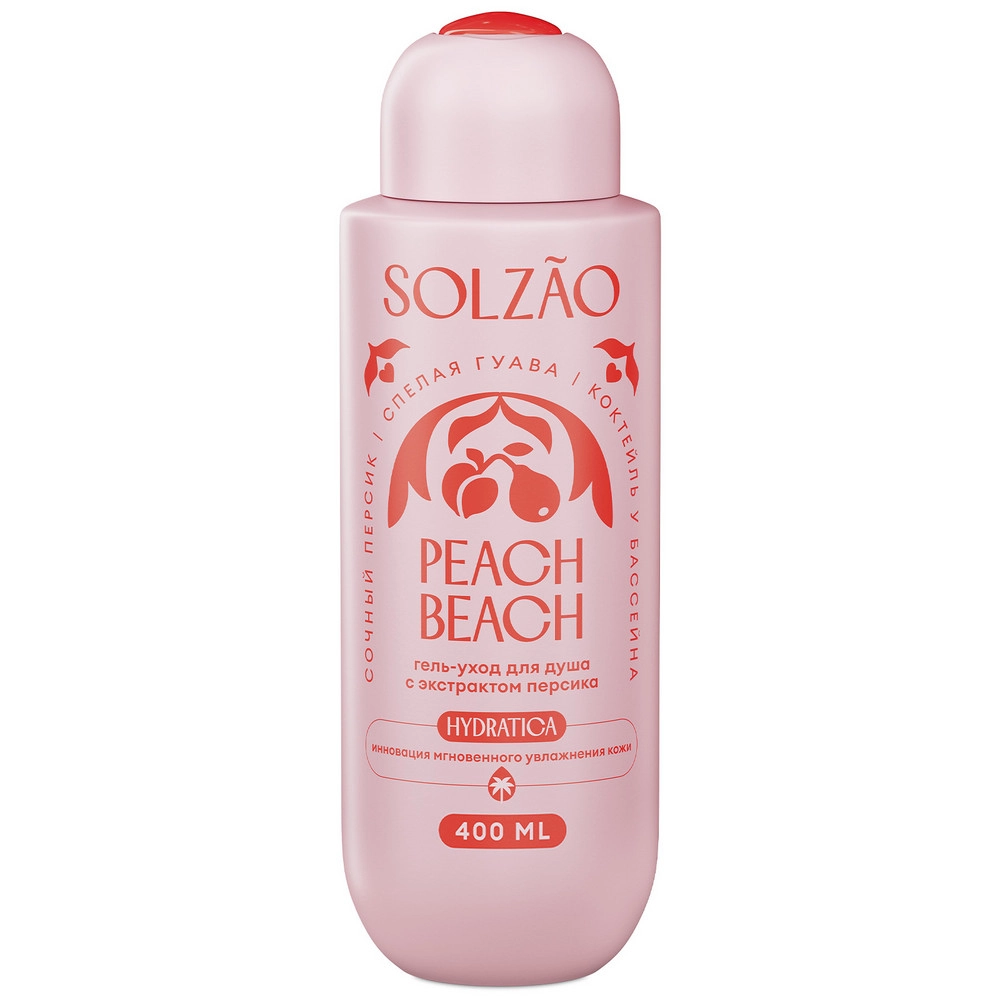 Solzao peach beach гель-уход для душа с экстрактом персика, гель для душа, 400 мл, 1 шт. фото