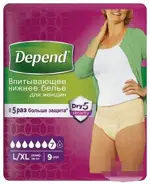 Depend Белье нижнее для женщин впитывающее, L/XL, 9 шт. фото