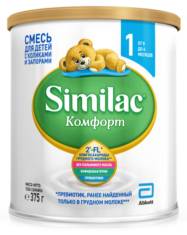 Similac Комфорт 1, смесь молочная сухая, 375 г, 1 шт, для детей с рождения фото