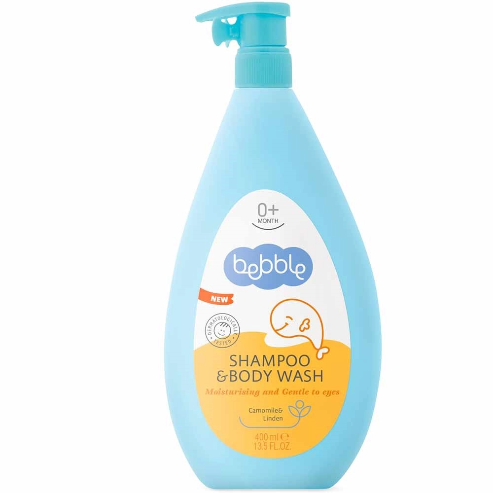 Bebble Шампунь детский для волос и тела, шампунь, 400 мл, 1 шт, с ромашкой и липой фото