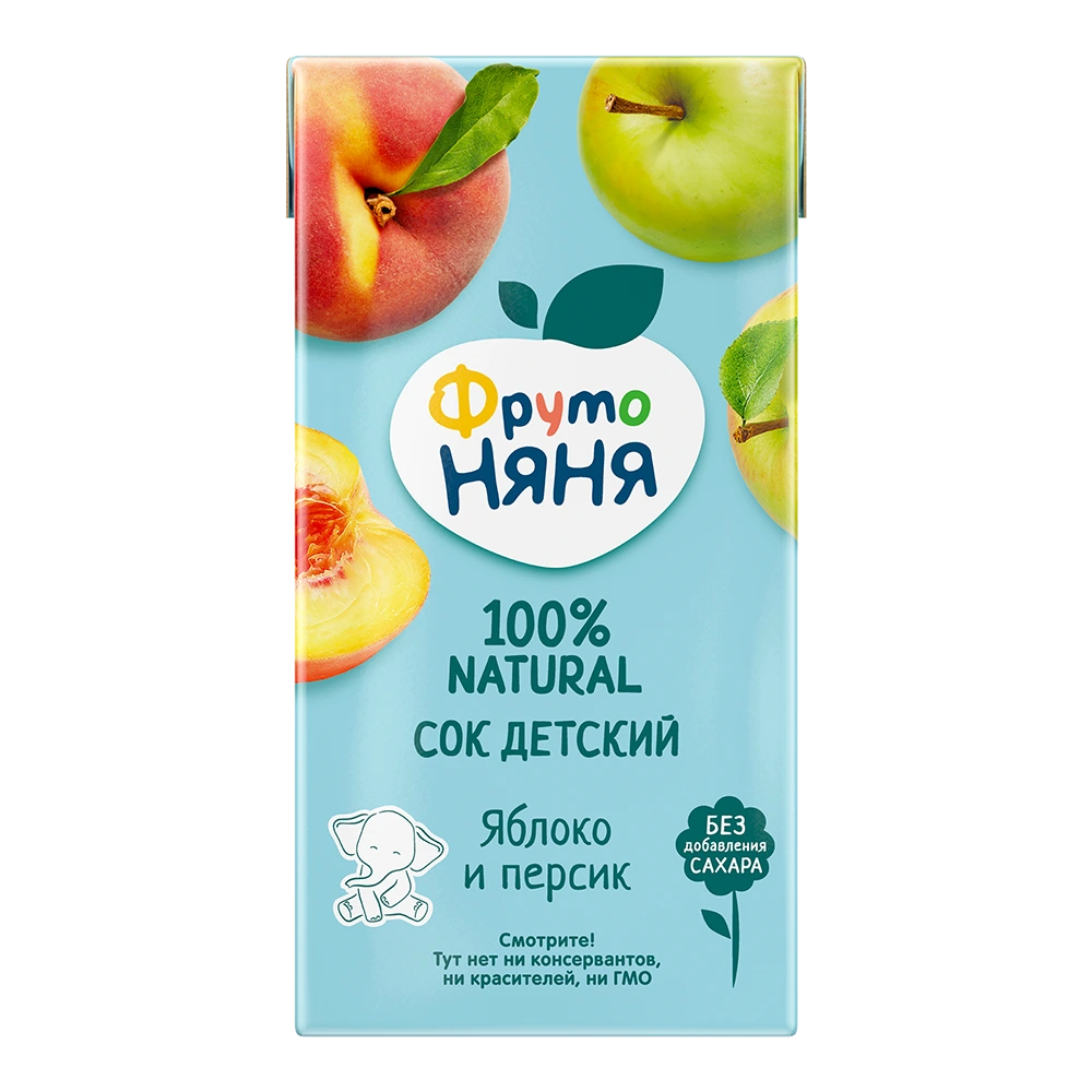 Фрутоняня сок, сок, 500 мл, 1 шт, яблоко + персик, без сахара фото