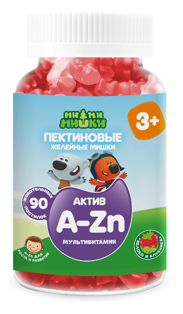 Ми-ми-мишки Актив Мультивитамин, пастилки жевательные, 90 шт, яблоко + клубника, в форме мишек фото