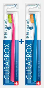 Curaprox 5460 Duo Summer 2021 Набор ультрамягких зубных щеток, 2 шт, голубая + малиновая фото