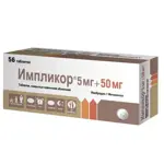 Импликор, 5 мг+50 мг, таблетки, покрытые пленочной оболочкой, 56 шт. фото 