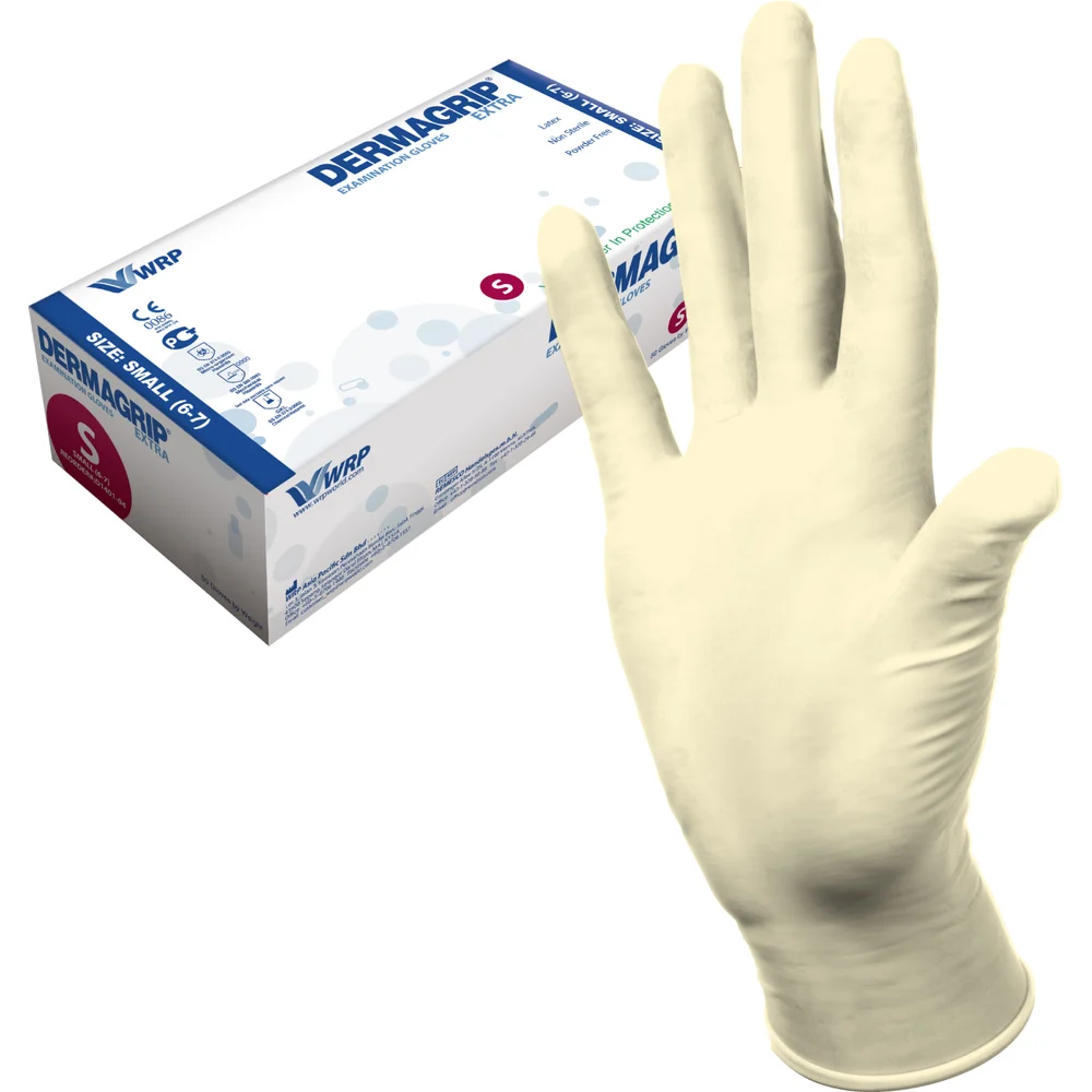 Dermagrip Extra перчатки смотровые латексные неопудренные нестерильные, Small S, пара, 25 шт. фото