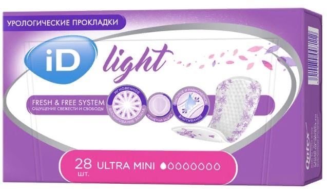 ID Light Ultra Mini Прокладки урологические, прокладки урологические, 28 шт, 1 капля фото