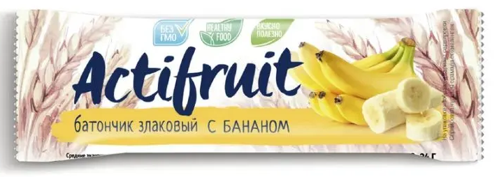 Актифрут, батончик злаковый, 24 г, 1 шт, банан фото